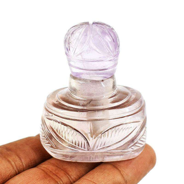 gemsmore:Craftsmen Amethyst Hand Carved Genuine Crystal Gemstone Carving Perfume Bottle