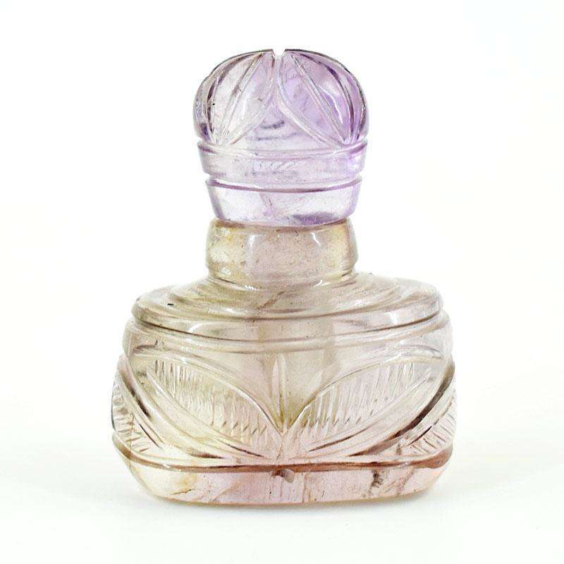 gemsmore:Craftsmen Amethyst Hand Carved Genuine Crystal Gemstone Carving Perfume Bottle