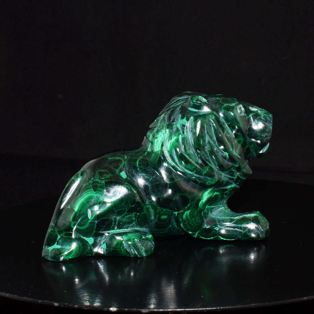 gemsmore:Craftsmen Congo Malachite Hand Carved Genuine Crystal Gemstone Carving Lion