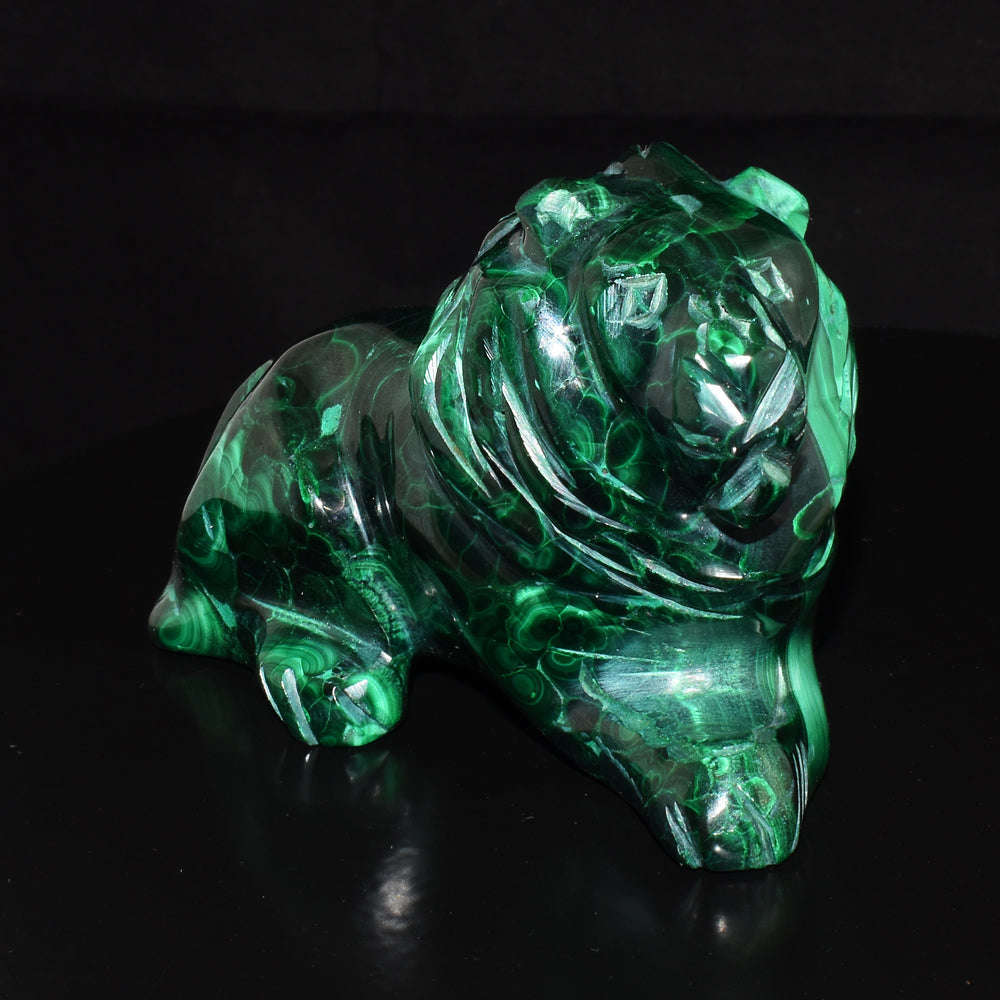 gemsmore:Craftsmen Congo Malachite Hand Carved Genuine Crystal Gemstone Carving Lion