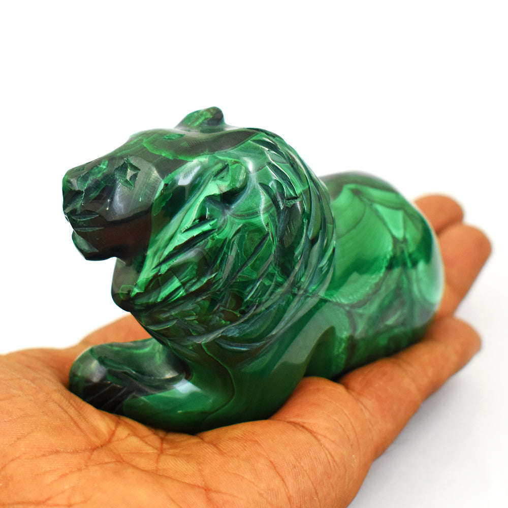 gemsmore:Craftsmen Congo Malachite Hand Carved Genuine Crystal Gemstone Carving Lion