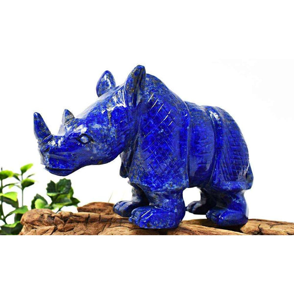gemsmore:Craftsmen Hand Carved Blue Lapis Lazuli Rhino