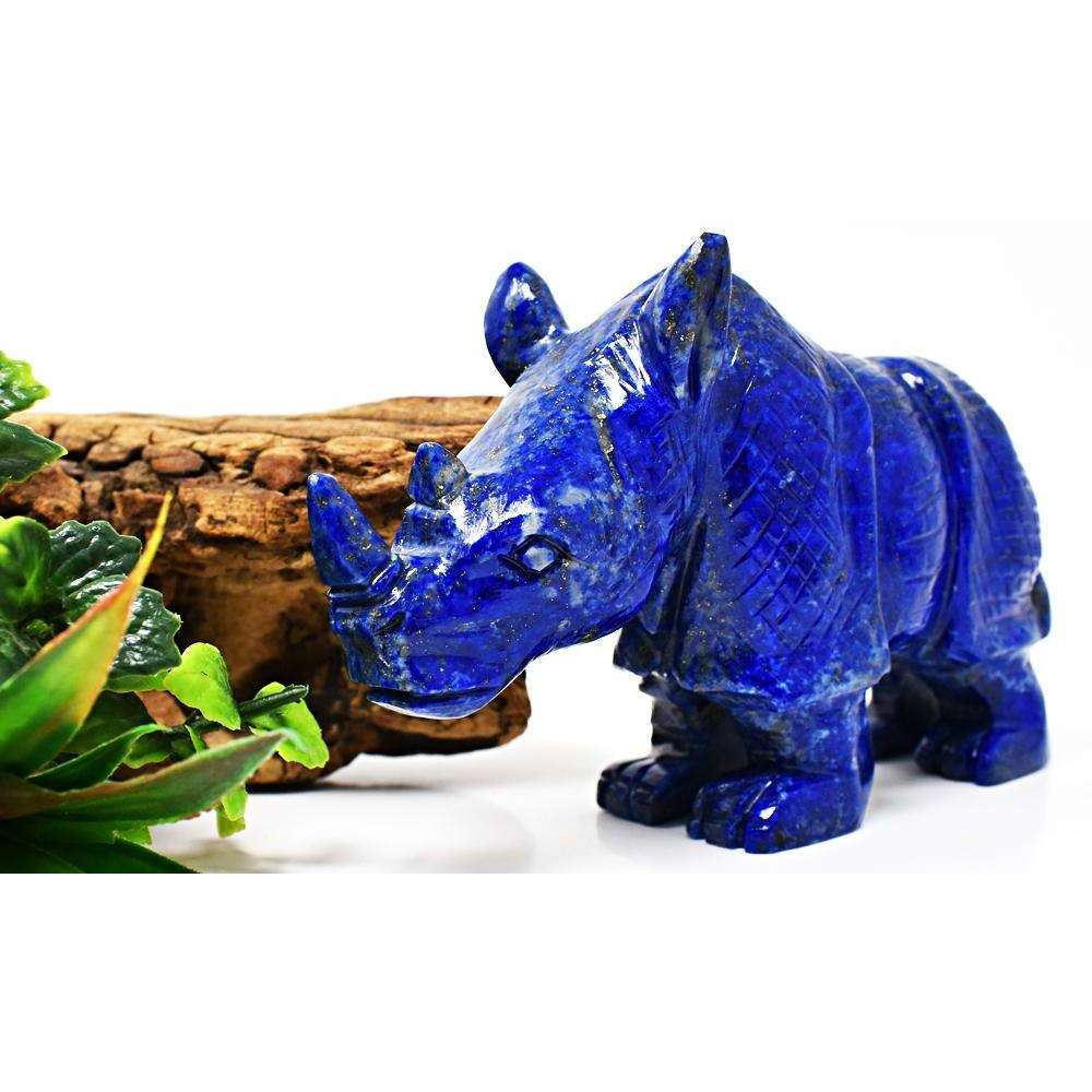 gemsmore:Craftsmen Hand Carved Blue Lapis Lazuli Rhino