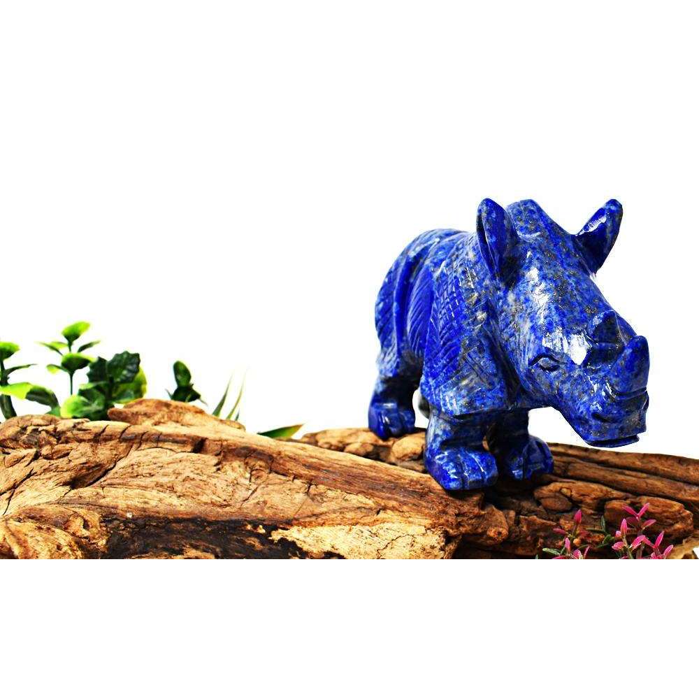 gemsmore:Craftsmen Hand Carved Blue Lapis Lazuli Rhino