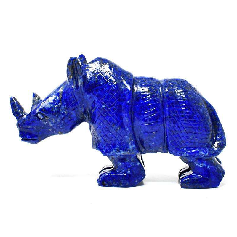 gemsmore:Craftsmen Hand Carved Blue Lapis Lazuli Rhino