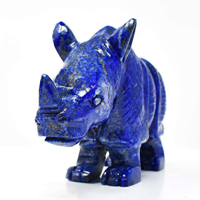 gemsmore:Craftsmen Hand Carved Blue Lapis Lazuli Rhino