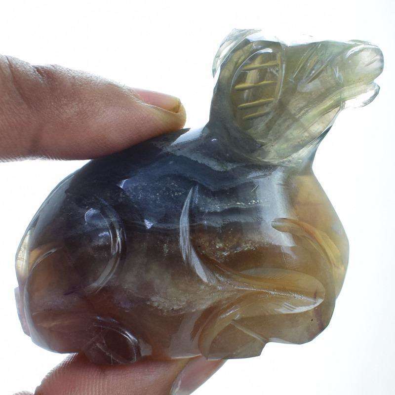 gemsmore:Craftsmen Hand Carved Multicolor Fluorite Camel