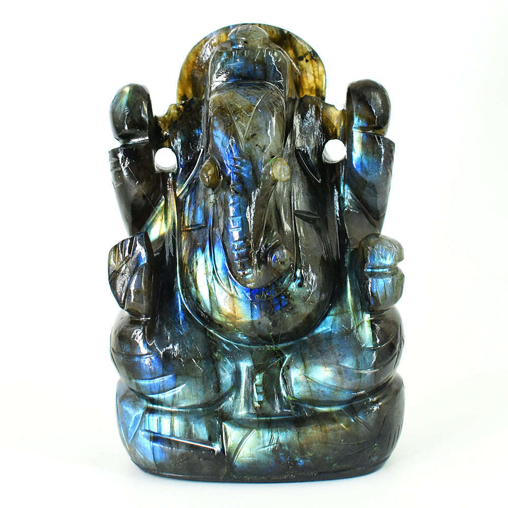 gemsmore:Craftsmen Labradorite Hand Carved Genuine Crystal Gemstone Carving Lord Ganesha