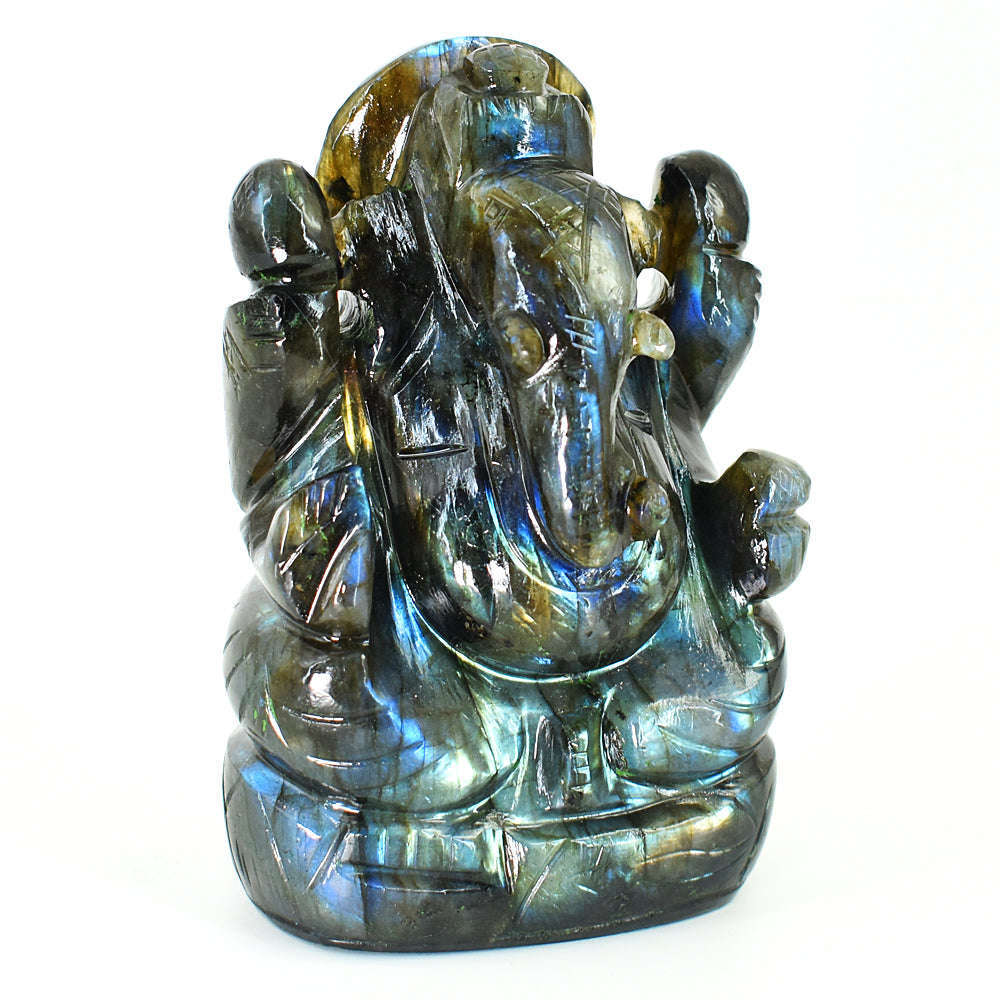 gemsmore:Craftsmen Labradorite Hand Carved Genuine Crystal Gemstone Carving Lord Ganesha