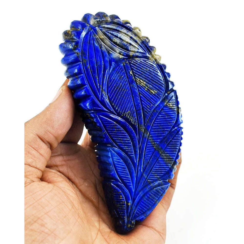 gemsmore:Craftsmen Lapis Lazuli Hand Carved Genuine Crystal Gemstone Carving Mughal Carved Cabochon