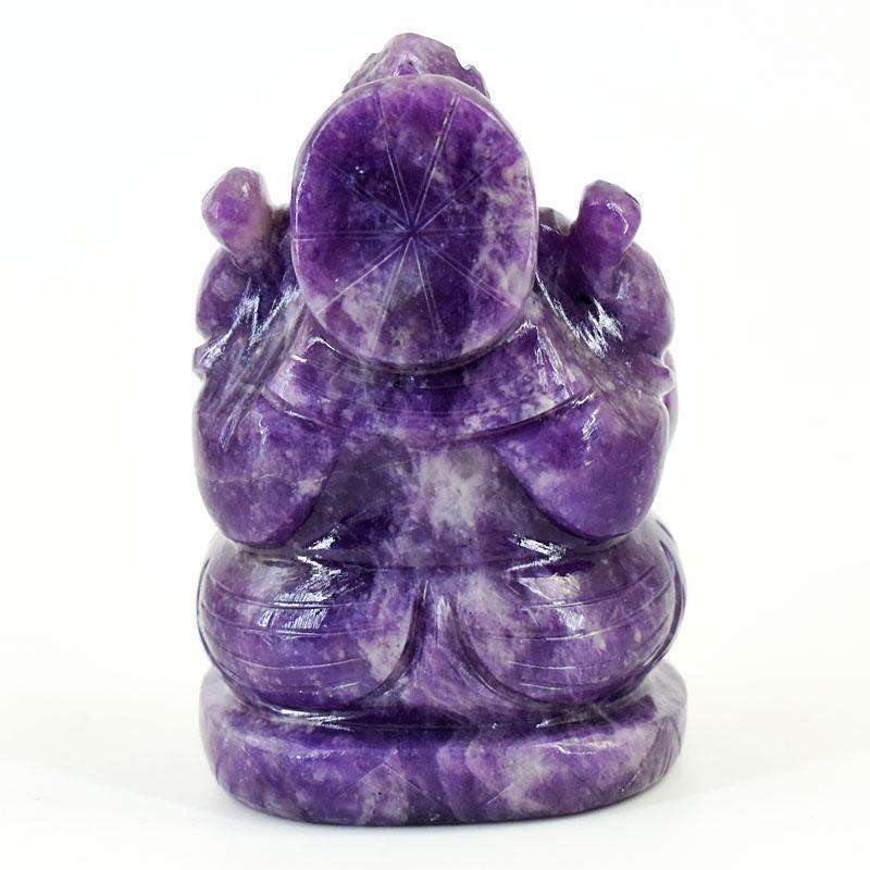 gemsmore:Craftsmen Lepidolite Hand Carved Genuine Crystal Gemstone Carving Lord Ganesha