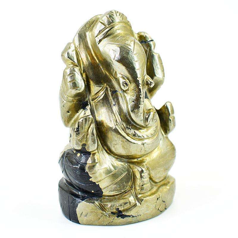 gemsmore:Craftsmen Pyrite Hand Carved Genuine Crystal Gemstone Carving Lord Ganesha