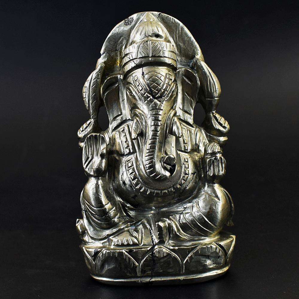 gemsmore:Craftsmen Pyrite Hand Carved Lord Ganesha