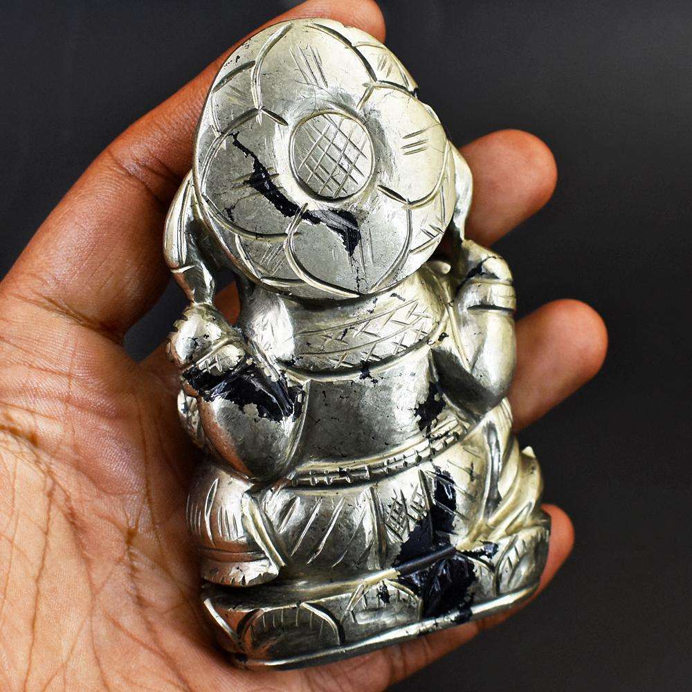 gemsmore:Craftsmen Pyrite Hand Carved Lord Ganesha