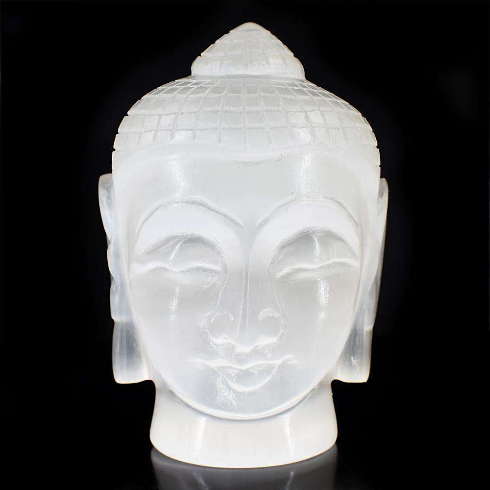 gemsmore:Craftsmen Selenite Hand Carved Buddha Head