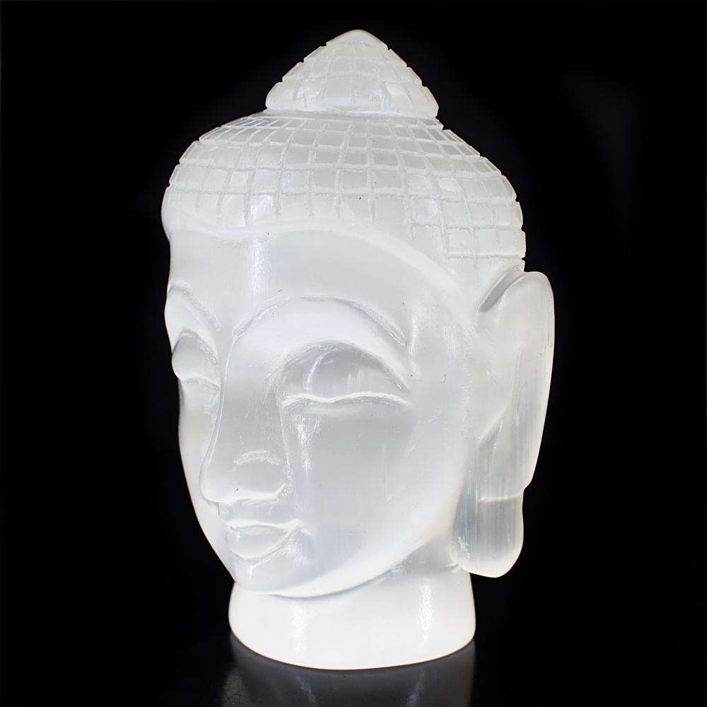 gemsmore:Craftsmen Selenite Hand Carved Buddha Head