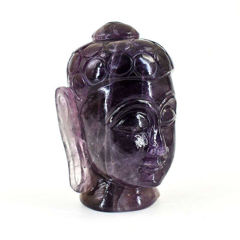 gemsmore:Craftsmen Super Seven Amethyst Hand Carved Genuine Crystal Gemstone Carving Buddha Head