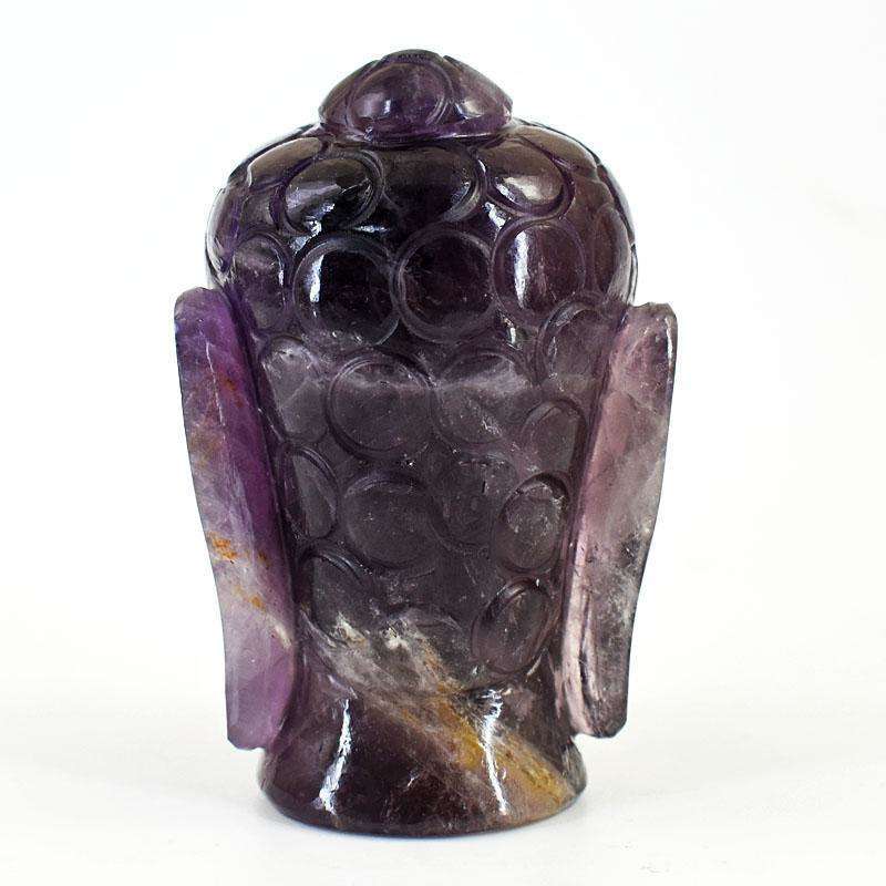 gemsmore:Craftsmen Super Seven Amethyst Hand Carved Genuine Crystal Gemstone Carving Buddha Head