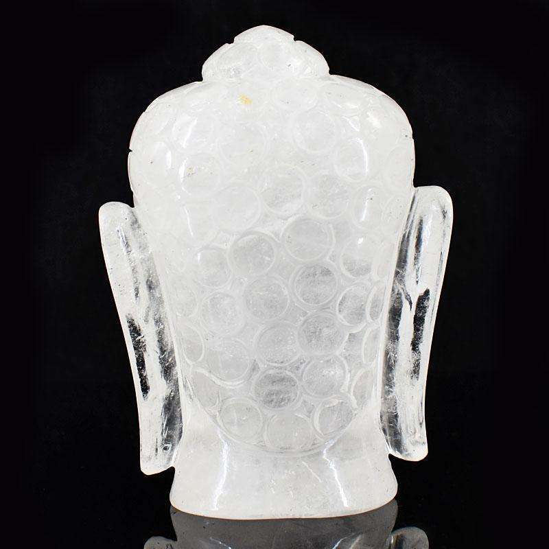 gemsmore:Craftsmen White Quartz Hand Carved Genuine Crystal Gemstone Carving Massive Buddha Head