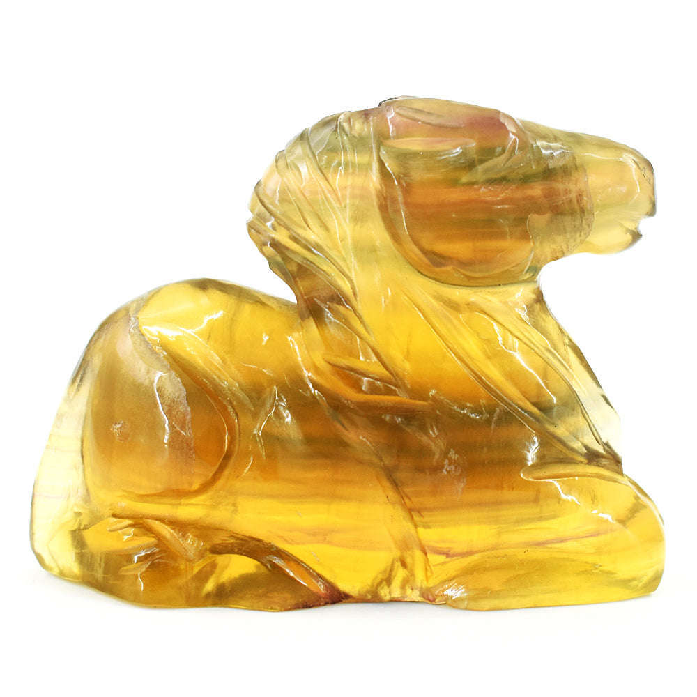 gemsmore:Craftsmen Yellow Fluorite Hand Carved Genuine Crystal Gemstone Carving Horse