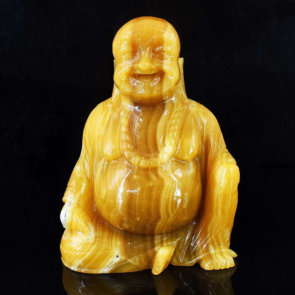 gemsmore:Craftsmen Yellow Rhodocrosite Hand Carved Laughing Buddha