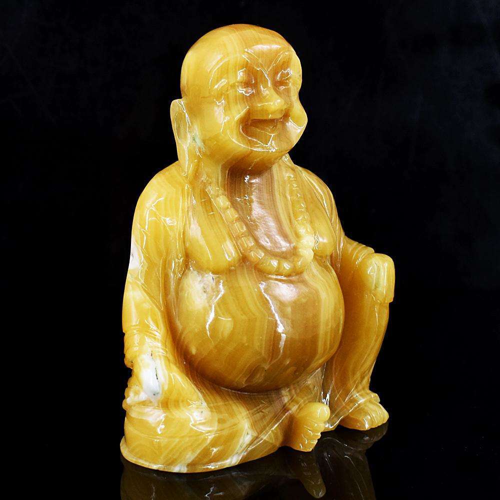 gemsmore:Craftsmen Yellow Rhodocrosite Hand Carved Laughing Buddha