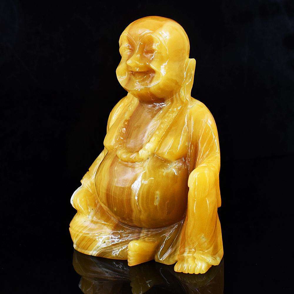 gemsmore:Craftsmen Yellow Rhodocrosite Hand Carved Laughing Buddha