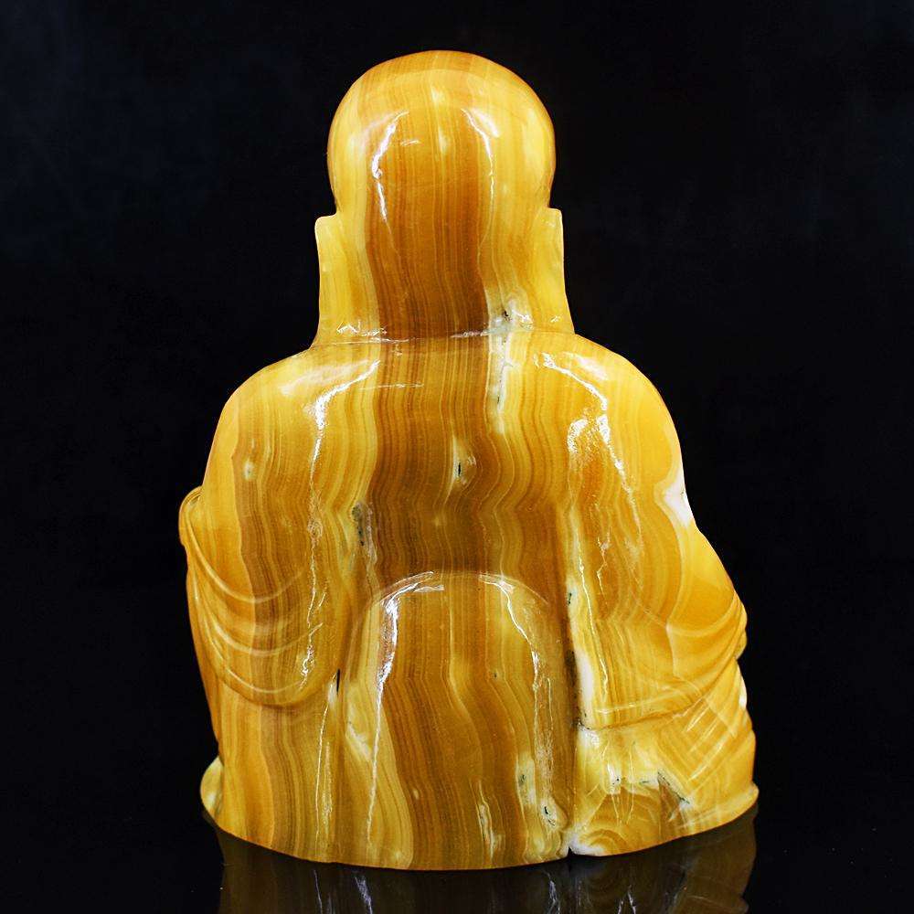 gemsmore:Craftsmen Yellow Rhodocrosite Hand Carved Laughing Buddha