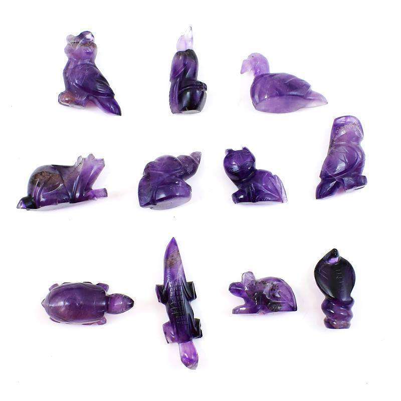 gemsmore:Custom order -  11 pcs Amethyst Animals lot