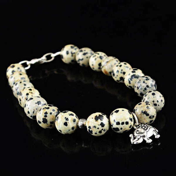 gemsmore:Dalmatian Jasper Bracelet Natural 176.00 Cts Round Shape Beads