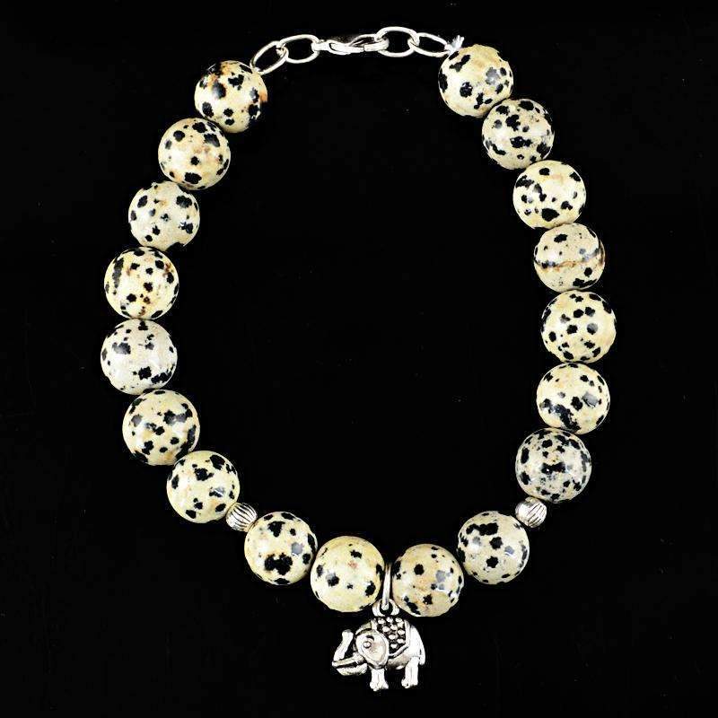 gemsmore:Dalmatian Jasper Bracelet Natural 176.00 Cts Round Shape Beads