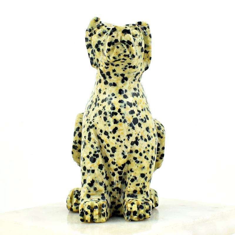 gemsmore:Dalmation Jasper Detailed Hand Carved Dog