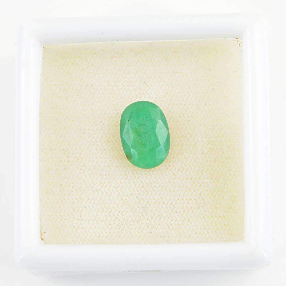 gemsmore:Earth Mined Green Emerald Gemstone Faceted Oval Shape