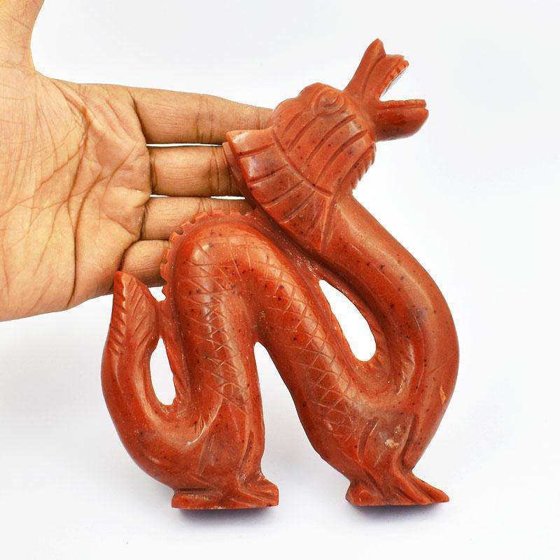 gemsmore:Excluisve Red Jasper Craftsmen Carved Dragon