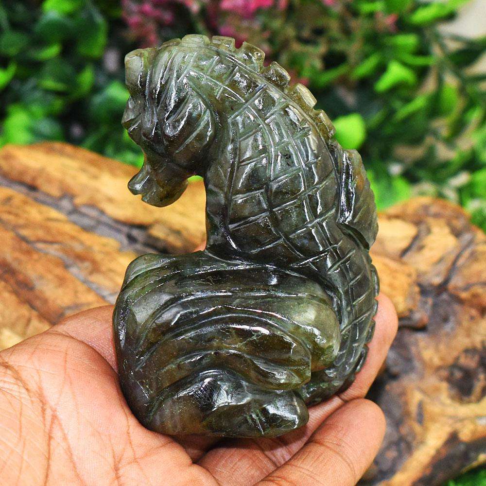 gemsmore:Excluive Labradorite Hand Carved Genuine Crystal Gemstone Carving Sea Horse
