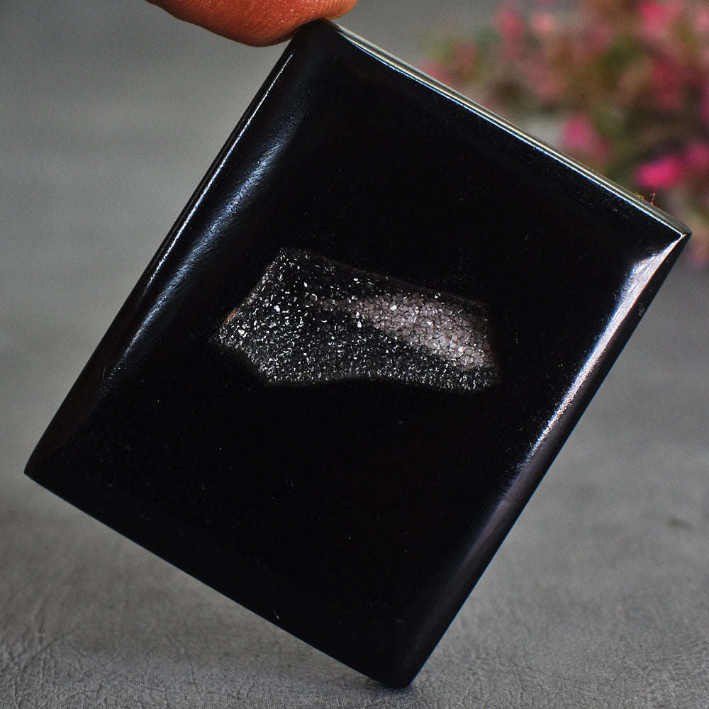 gemsmore:Exclusive 87 Carats  Genuine  Black  Druzy Onyx Gemstone