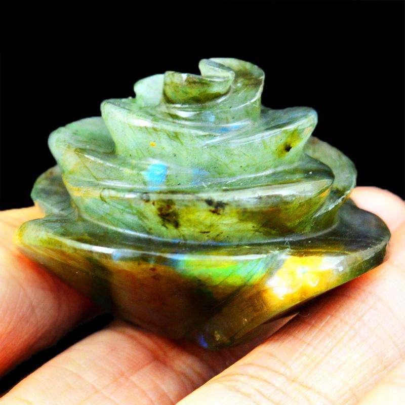 gemsmore:Exclusive Amazing Flash Labradorite Carved Gemstone Rose