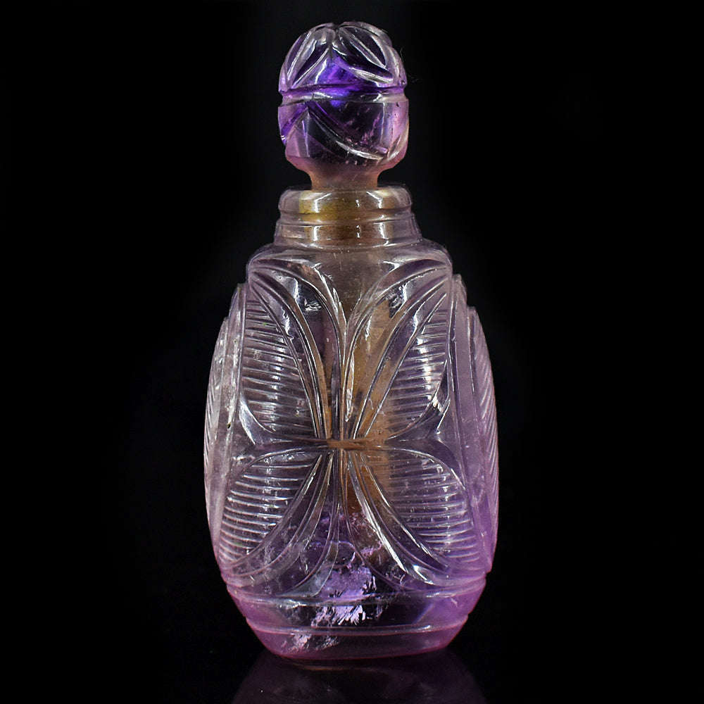 gemsmore:Exclusive Amethyst  Hand Carved Genuine Crystal Gemstone Carving Perfume Bottle