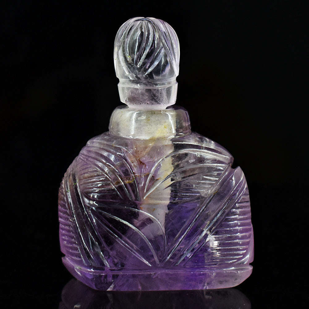 gemsmore:Exclusive Amethyst Hand Carved Genuine Crystal Gemstone Carving Perfume Bottle