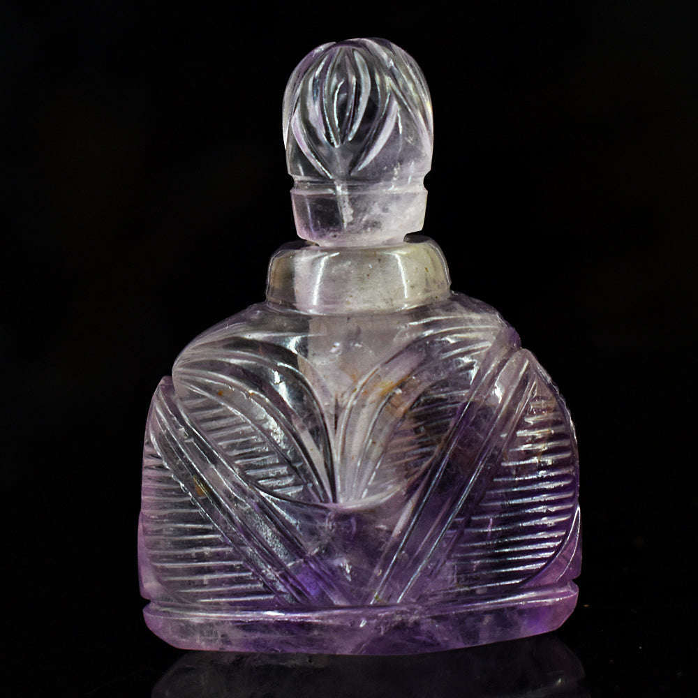 gemsmore:Exclusive Amethyst Hand Carved Genuine Crystal Gemstone Carving Perfume Bottle