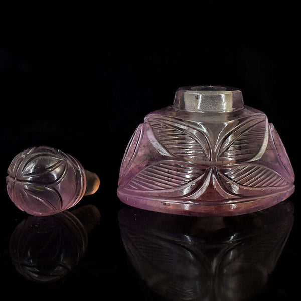 gemsmore:Exclusive Amethyst Hand Carved Genuine Crystal Gemstone Carving Perfume Bottle