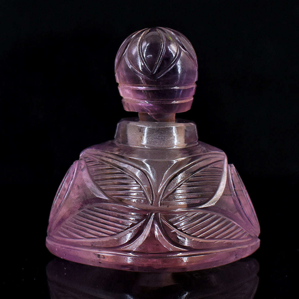 gemsmore:Exclusive Amethyst Hand Carved Genuine Crystal Gemstone Carving Perfume Bottle