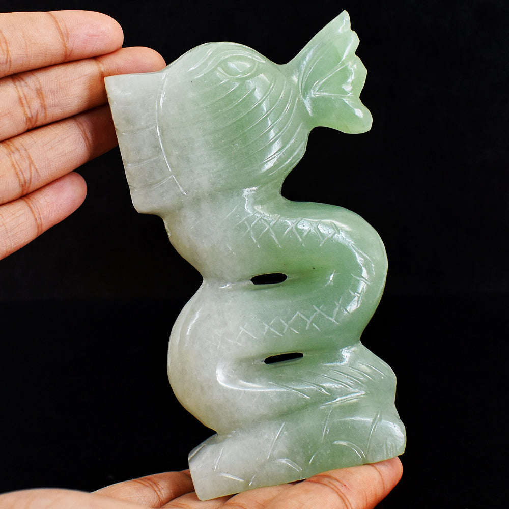 gemsmore:Exclusive  Aventurine Hand Carved Genuine Crystal Gemstone Carving Dragon