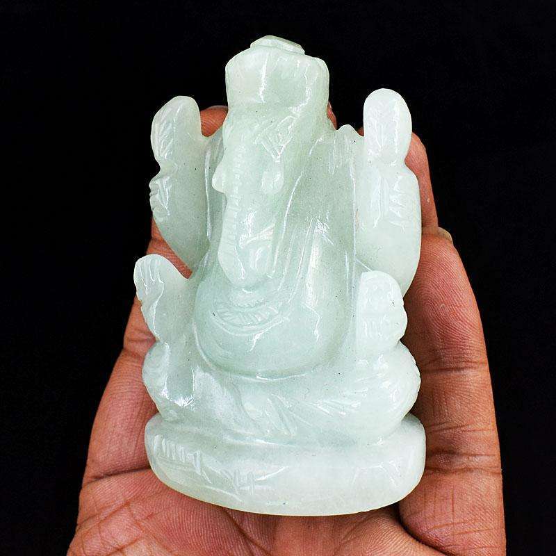 gemsmore:Exclusive Aventurine Hand Carved Genuine Crystal Gemstone Carving Lord Ganesha