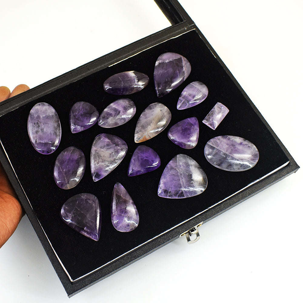 gemsmore:Exclusive Bi-Color Amethyst  Untreated Gemstone Cabochon Lot