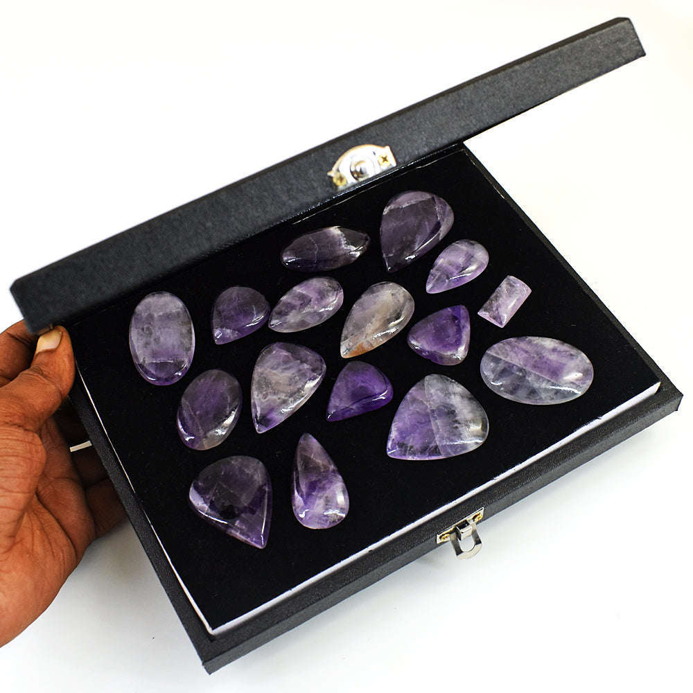 gemsmore:Exclusive Bi-Color Amethyst  Untreated Gemstone Cabochon Lot