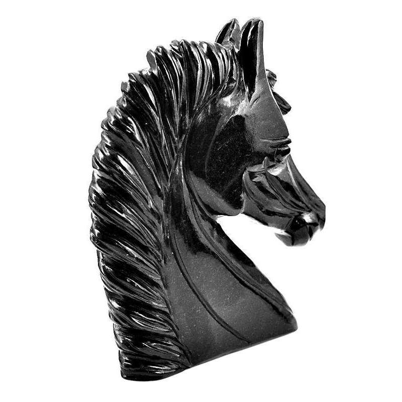 gemsmore:Exclusive Black Spinel Carved Horse Head (Bust)