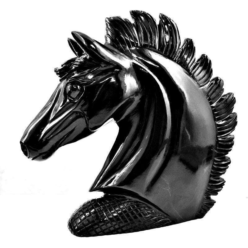 gemsmore:Exclusive Black Spinel Hand Carved Horse Head