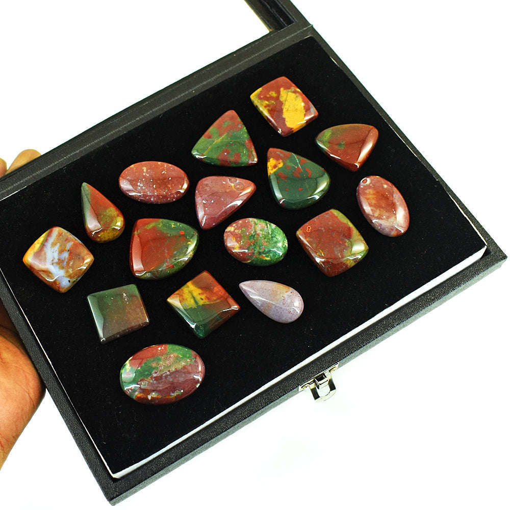 gemsmore:Exclusive Bloodstone  Untreated Gemstone Cabochon Lot