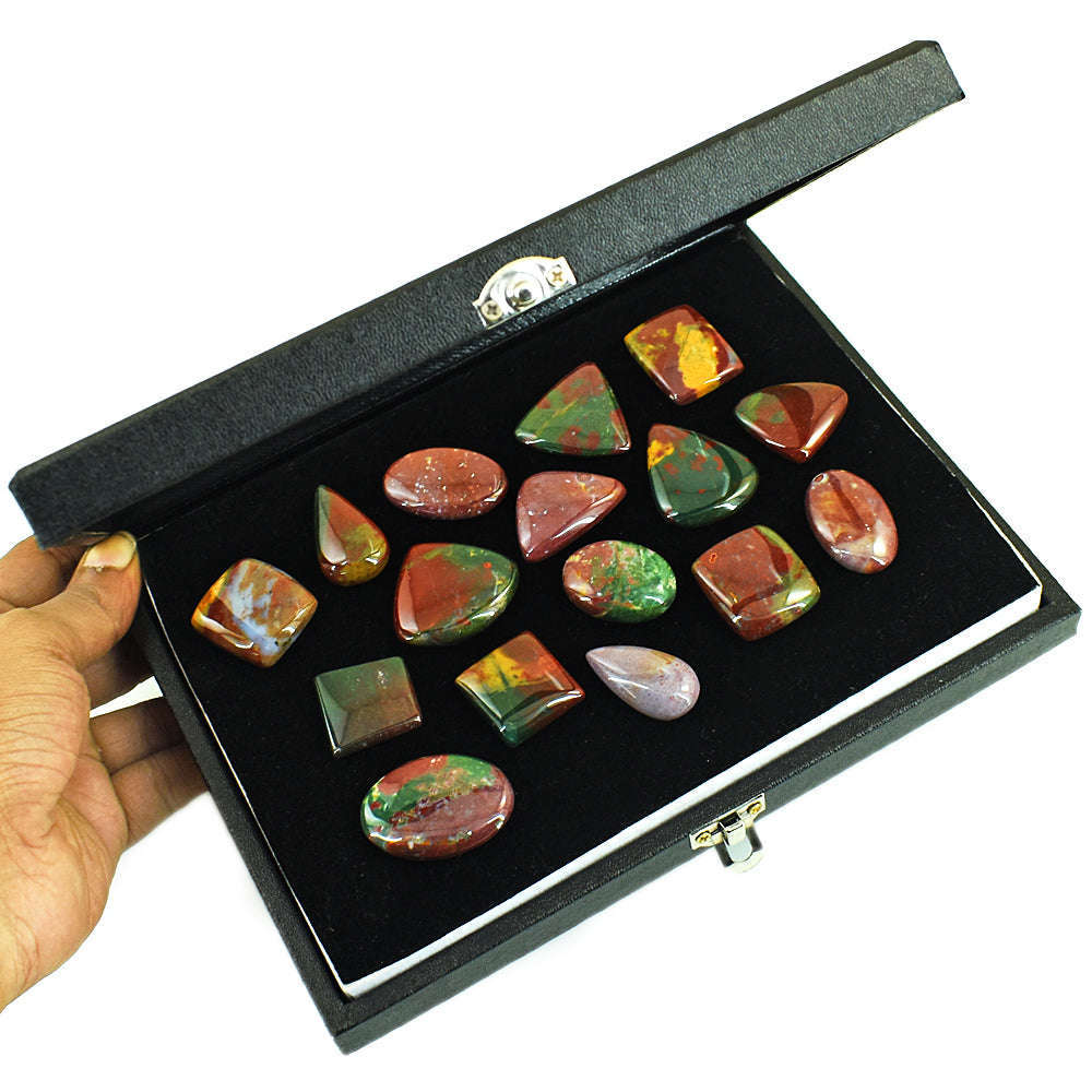 gemsmore:Exclusive Bloodstone  Untreated Gemstone Cabochon Lot